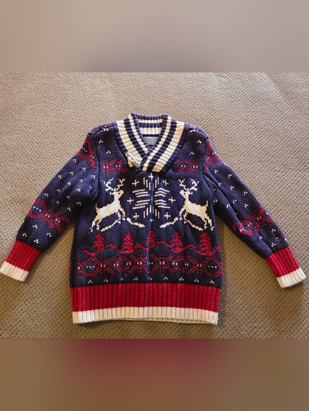 Tommy Hilfiger Reindeer Cotton Sweater Retro 80s Toggle Buttons Size 2T Thick